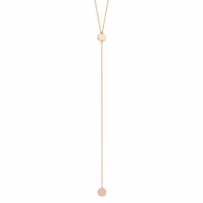  Collar Lariat Disco Circular Hawley St. Gota Colgante Oro Rosa Sólido 14K Foto 1 de 4