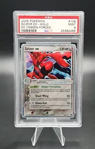 PSA 9 MINT Pokemon Scizor ex 108/115 EX Unseen Forces Ultra Rare Holo 2005 - Picture 1 of 2