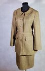 Maude Defossez Wool/Silk Tweed Belted Skirt Suit w/ Detachable Fur Collar/Cuffs.