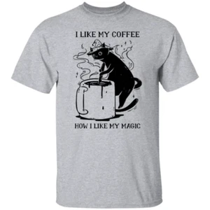 Camisa I Like My Coffee Like I Like My Magic Cat, camisa amante de los gatos, amante del café - Imagen 1 de 4