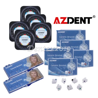 AZDENT Dental Orthodontic Ceramic Brackets Braces Roth MBT 022 /018 Hooks 3-4-5 - Image 1 of 4