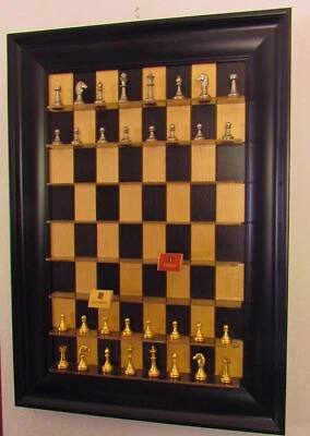 Tablero colgante de ajedrez recto chapado en oro/plateado piezas de aleación de latón Italia   Foto 1 de 4