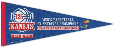 KANSAS JAYHAWKS Basketball 125th Anniversary 2023 Premium Felt Collector PENNANT Cover