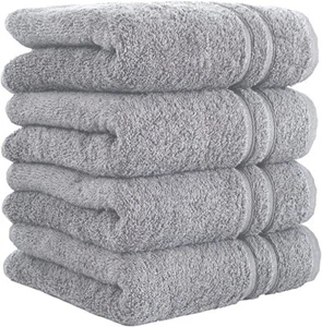 4X Grey Jumbo Bath Sheets Large Bath Towels 100% Egyptian Cotton Quality 500 GSM - Picture 1 of 4