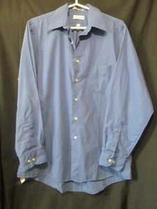 Van Heusen Men's Poplin Blue Long Sleeve Button Front Shirt Size 16 34/35 - Picture 1 of 2