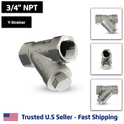 3/4" Stainless Steel Y-Strainer, 80 Mesh, NPT Threaded, 800PSI - Image 1 of 4