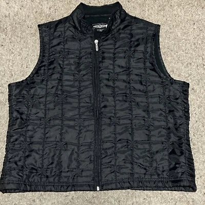 Womens Straight Down Black Full Zip Puffer Vest Quilted Sherpa Lined Size Medium - Image 1 of 4