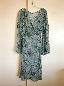 DIANE VON FURSTENBERG Seiden Chiffon Seide Schlupf Kleid Gr. 2 Aqua Faux Wickeloptik - Bild 1 von 9