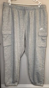 Nike Womens Club Fleece Cargo Sweatpants In Heather Grey - Size 2X - Picture 1 of 3