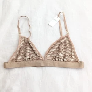 Neu Aerie Samt Netz Streifen Triangel Drahtlos Bralette BH Medium Neu mit Etikett - Bild 1 von 5