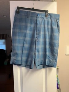 Haggar Mens Blue Plaid C18 Golf Shorts - Size 38 - Lightweight New w/tag - Picture 1 of 1