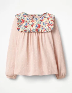 MINI BODEN NIÑAS ALGODÓN AHUMADO TOP CON DETALLE DE VOLANTES G0359 TOTALMENTE NUEVO - Imagen 1 de 9