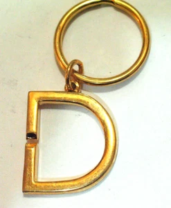 D symbol Keychain, Beautiful Gold Tone Key chain  - Picture 1 of 1