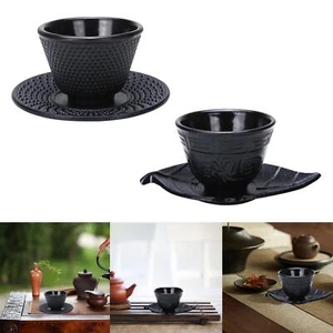 Cast Iron Teacup with Coaster Office Mug Creative Teaware Tea Cup Saucer - Picture 1 of 16