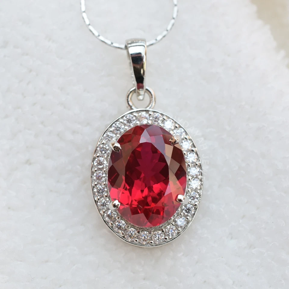 Colgante de rubí rojo natural de 24 quilates - Piedra preciosa suelta certificada en plata maciza 925 Foto 1 de 4
