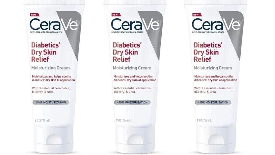 BL Cerave Diabetics Dry Skin Relief Moisturizing Cream 8oz  THREE PACK - Image 1 of 1