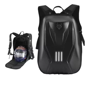 Motocross Carbon Fiber Backpack Waterproof Hard Shell Outdoor Helmet Bag Bobber - Picture 1 of 7
