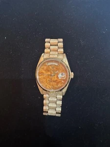 Rolex President Day Date 18078 36mm Bark Finish Wood Dial 18K Yellow Gold - Picture 1 of 5