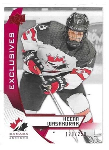 2019 UPPER DECK TEAM CANADA JUNIORS HEEAN WASHKURAK #64 EXCLUSIVES-RED 129/250 - Picture 1 of 2