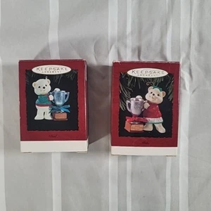 Hallmark Keepsake Christmas Ornament Most Outstanding Mom & #1 Dad Teddy Bears - Picture 1 of 5
