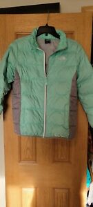 The North Face Girls XL 18 Youth Kids Puffer Winter Snow Jacket Mint Green Zip