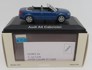 NOREV 1/43 Audi A4 B6 Cabriolet Blue Metal 2002-2005 #830001 IN Box - Picture 1 of 10