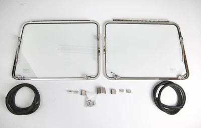 STAINLESS STEEL SAFARI WINDOW COMPLETE KIT FIT TYPE 2 BUS SPLITSCREEN T1  - Image 1 of 4