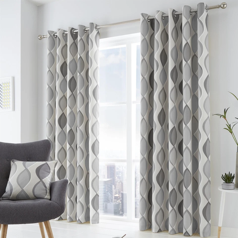 Fusion Lennox 100% Cotton Fully Lined Eyelet Curtains - Image 1 of 1