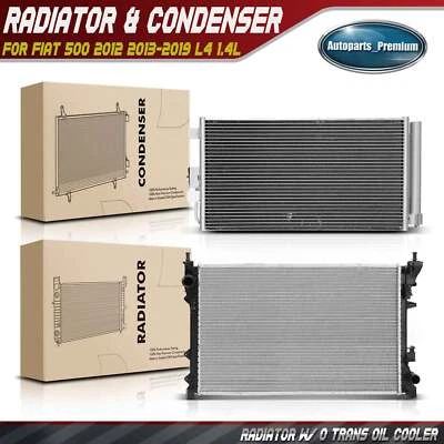 Radiator & AC Condenser Cooling Kit for Fiat 500 2012 2013-2019 L4 1.4L Petrol - Image 1 of 4