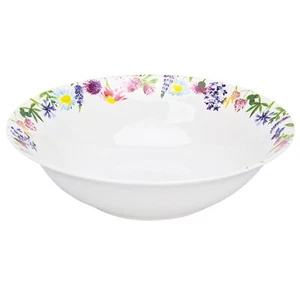 9-inch Lavender Porcelain Large Mixing Bowl Floral Bone China Salad Bowl