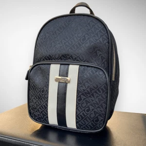 Neu mit Etikett Nautica Jacquard Logo Sport gestreifter schwarz & weiß Rucksack Größe Medium - Bild 1 von 16