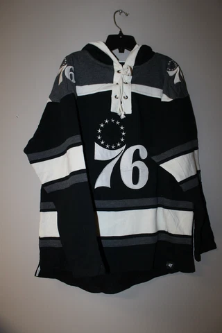 New NBA Philadelphia 76ers old time jersey style mid weight cotton hoodie men L Cover
