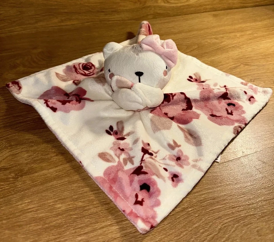 Modern Moments by Gerber Baby Peluche Rosa Blanco Gato Lovey Manta de Seguridad Foto 1 de 4