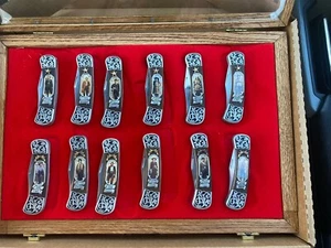 FRANKLIN MINT 12 WESTERN - COLLECTOR KNIFES With Case. - Picture 1 of 10