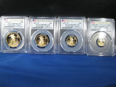 2021-W 4 PC GOLD SET TYPE 1 PCGS PROOF  69 DEEP CAMEO    FIRST DAY OF ISSUE RARE Cover