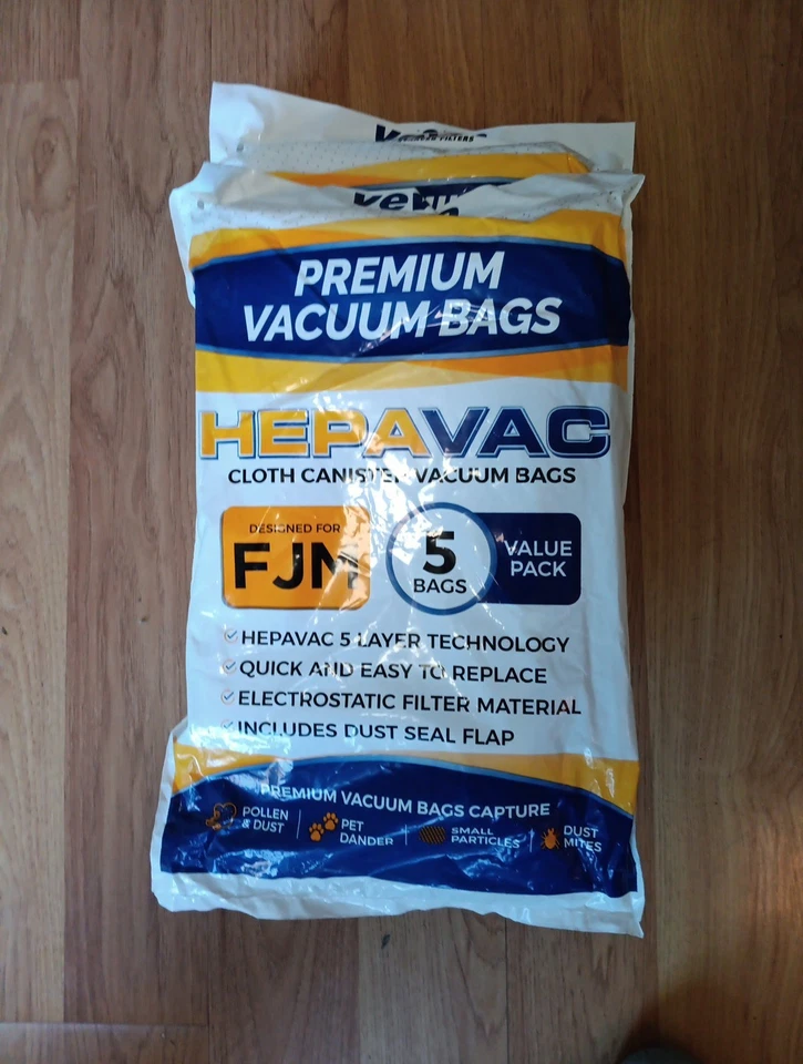 15 VEVA Premium HEPAVAC Vacuum Cleaner Bags Type FJM Style Vacuums 3 Packs of 5 - Image 1 of 4