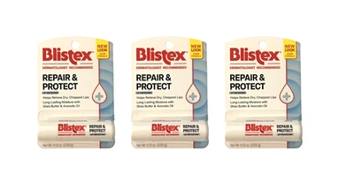 (3) Blistex Repair & Protect Protector Labial Manteca de Karité y Aceite de Aguacate 0.13 OZ Foto 1 de 2