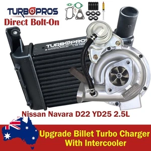 Upgrade Billet Turbo Charger63mm Intercooler For Nissan Navara D22 YD25 2.5L - Bild 1 von 11