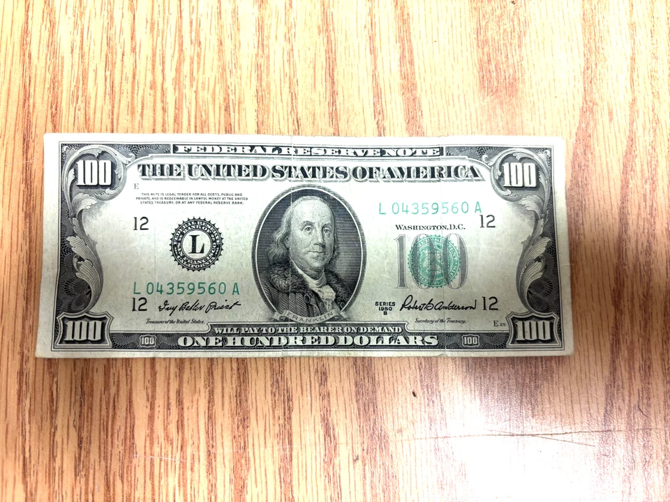 1950B One Hundred Dollar Bill 100 Federal Reserve Note California - Image 1 of 2