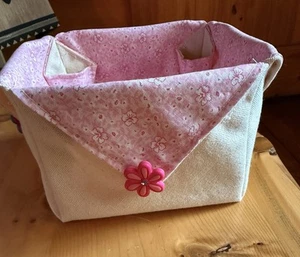 Handmade fabric basket for girls room. Beautiful pastel floral pattern. - Picture 1 of 5
