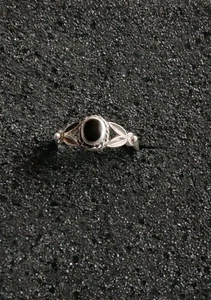 Damen Ring Silberfarbend Modeschmuck Schwarzer Stein No.50 - Bild 1 von 3