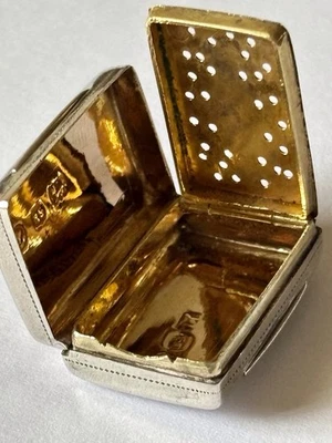 Antigua vinagreta victoriana temprana dorada de plata Birmingham 1844 Edward Smith Foto 1 de 4