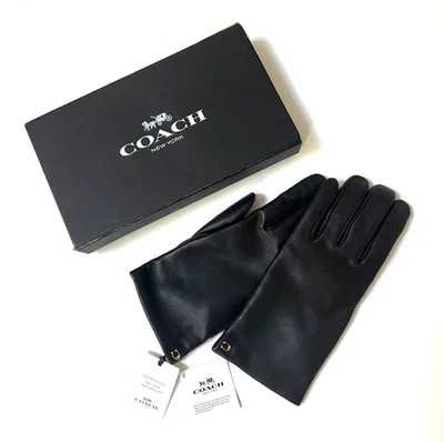 Guantes Coach Tech genuinos para mujer de cuero con forro de lana talla 7 NEGRO PRECIO DE VENTA SUGERIDO POR EL FABRICANTE $148 Foto 1 de 4