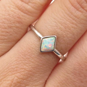 925 Sterling Silver Real Opal Ring Size 7 - Bild 1 von 8