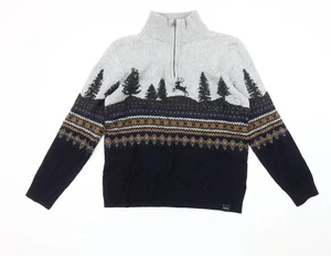 Fat Face Men's Multicoloured Wool Blend Fair Isle Half Zip Jumper M - Picture 1 of 12
