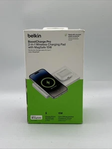 Almohadilla de carga inalámbrica Belkin BoostCharge Pro 2 en 1 con MagSafe 15W - TOTALMENTE NUEVA - Imagen 1 de 4