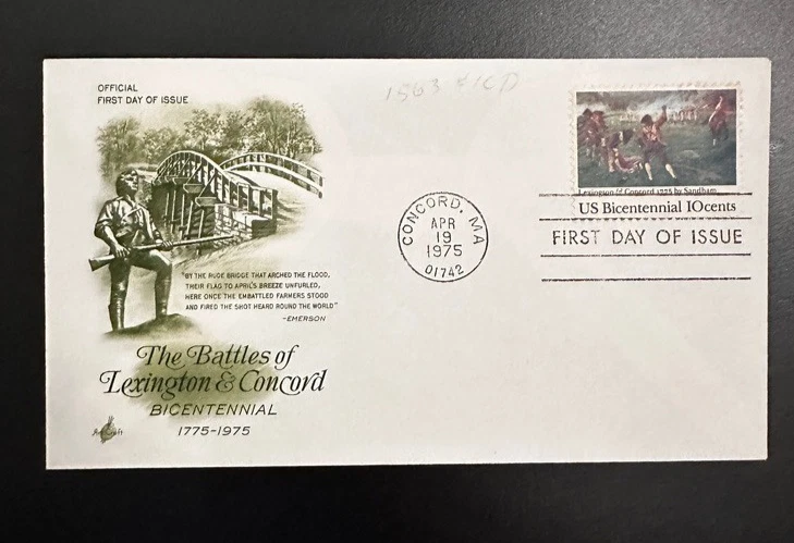 Sc 1563 Lexington & Concord ArtCraft color variety SEV# 1C Olive Green UA XF - Image 1 of 1