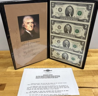 2003 $2 Bills Uncut Sheet World Reserve Monetary Exchange In Book - Image 1 of 4