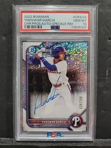 2022 Bowman Chrome Yhoswar Garcia Speckle Refractor AUTO #CPAYG /299 PSA 10 - Picture 1 of 3