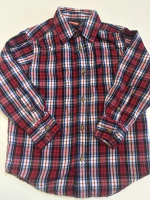 牧马人男孩 XS (4/5) 格子西部衬衫长袖纽扣红色蓝色 — 第 1/4 张图片